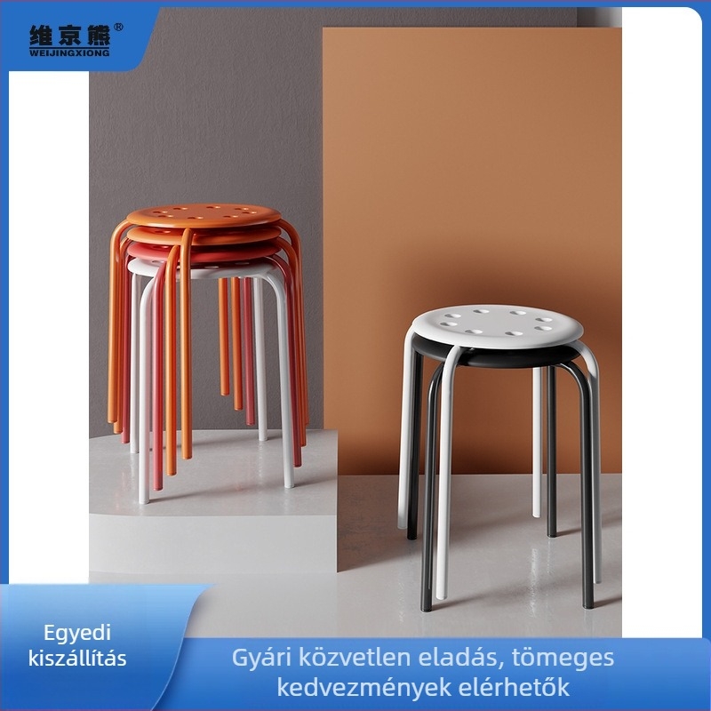 Kör alakú otthoni használatra szánt szék, étkezőszék, vastag ülés, egyszerű modern kialakítás, vas lábak, halmozható