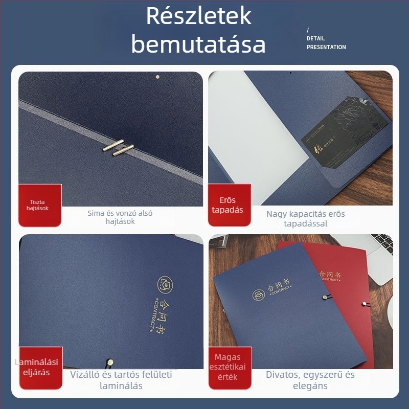 Személyre szabott színes nyomtatású dokumentum mappa tender-beiktatásokkal rézpapírra – szerződés borító tervezés