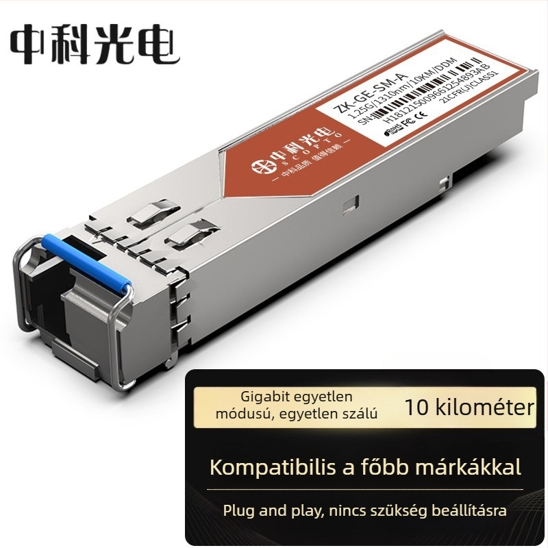 Zhongke Optoelectronics SFP optikai modul, Gigabit/10-Gigabit, SC/LC interfész, Különböző távolságokat támogat