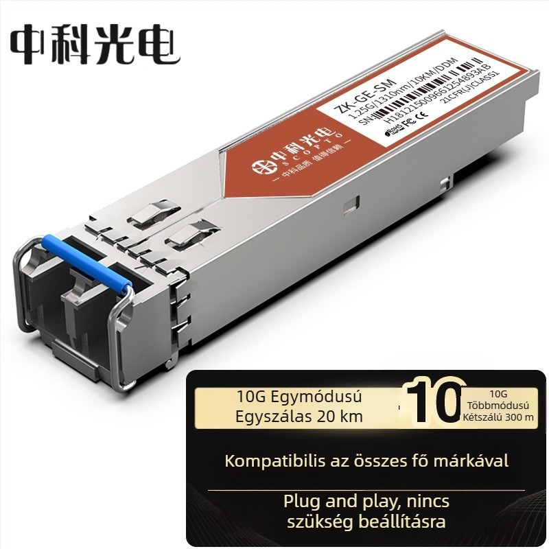 Zhongke Optoelectronics SFP optikai modul, Gigabit/10-Gigabit, SC/LC interfész, Különböző távolságokat támogat