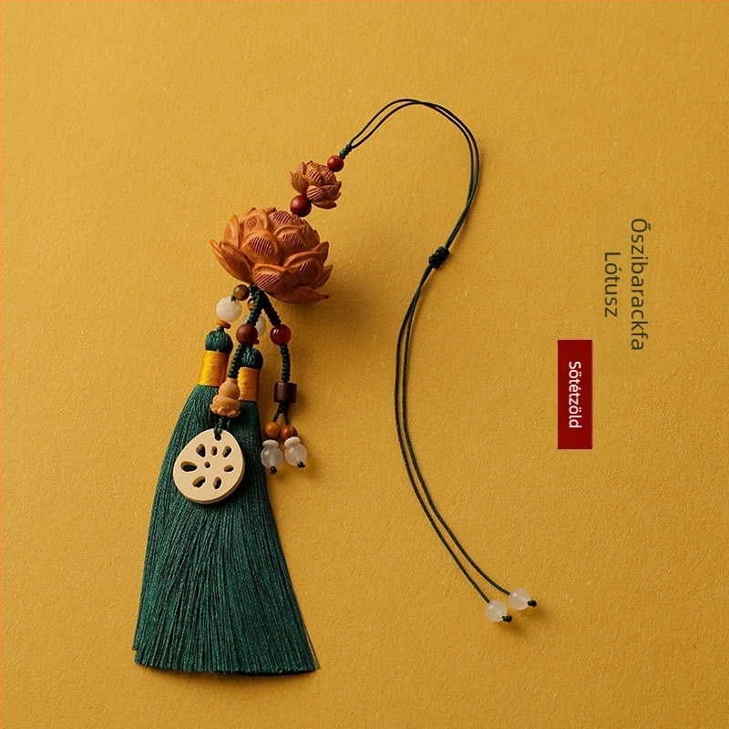 Fa autómedál, Lotus alakú, belső tükörhöz, boxwood és peachwood
