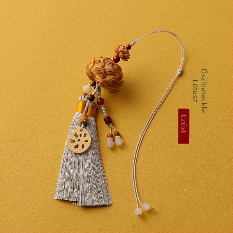 Fa autómedál, Lotus alakú, belső tükörhöz, boxwood és peachwood