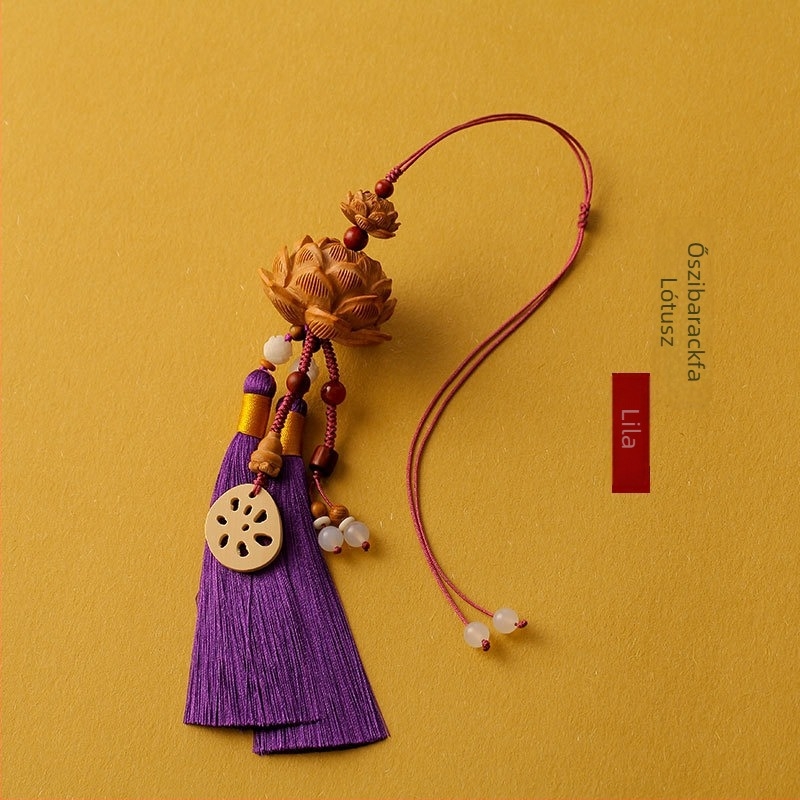 Fa autómedál, Lotus alakú, belső tükörhöz, boxwood és peachwood