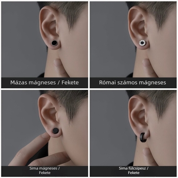Férfi mágneses csipeszes fülbevaló piercing nélkül, egy darab, koreai stílus, titán acél