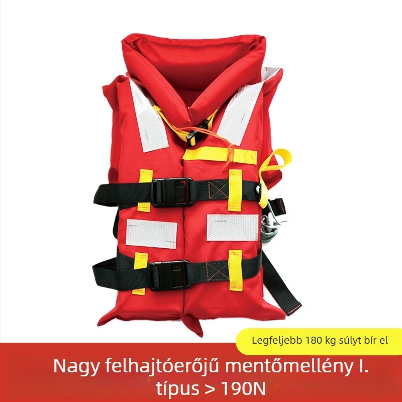 Gyerek mentőmellény tengeri használatra, CCS tanúsított, nagy felhajtóerő, léghólyag, fluoreszkáló