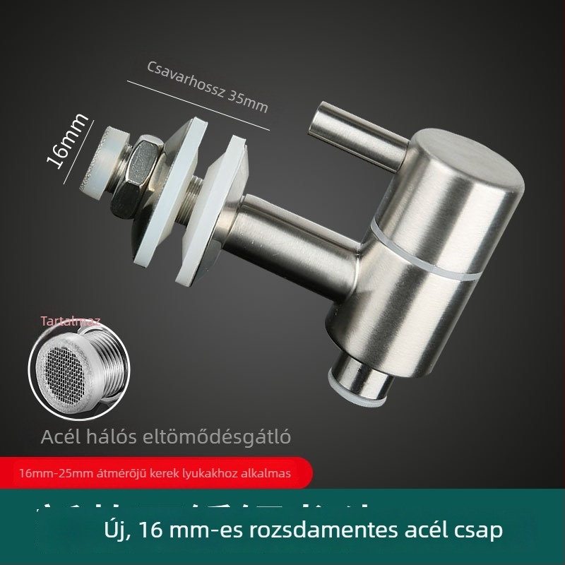 Üvegboros csap 304 rozsdamentes acélból, borosüvegekhez és hordókhoz