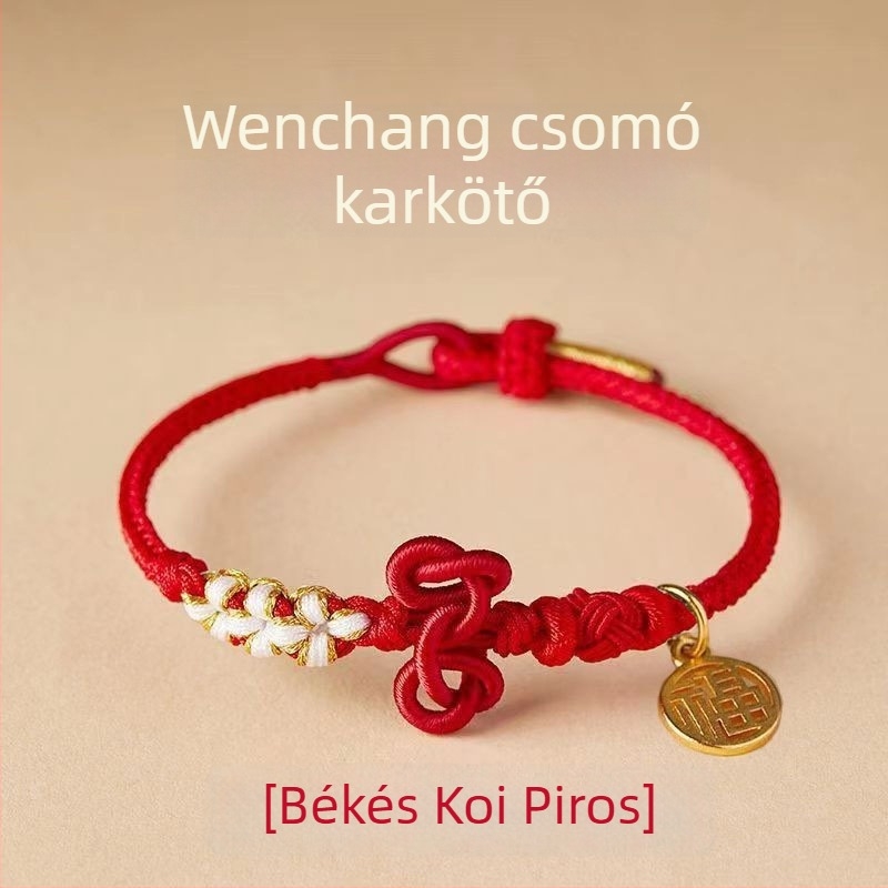 Új Wenchang csomó karkötő piros zsinórból, uniszex, vizsgák és felvételi a mesterképzéshez