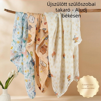 Újszülött számára géz-pamut swaddle takaró, tiszta pamut, vékony, tavasz–nyár, dupla réteg