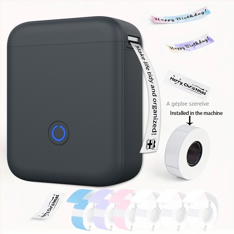 Vezeték nélküli Bluetooth hőnyomtató címkékhez, kompakt kézi kivitel, 48 mm-es címkékhez, otthoni és irodai használatra