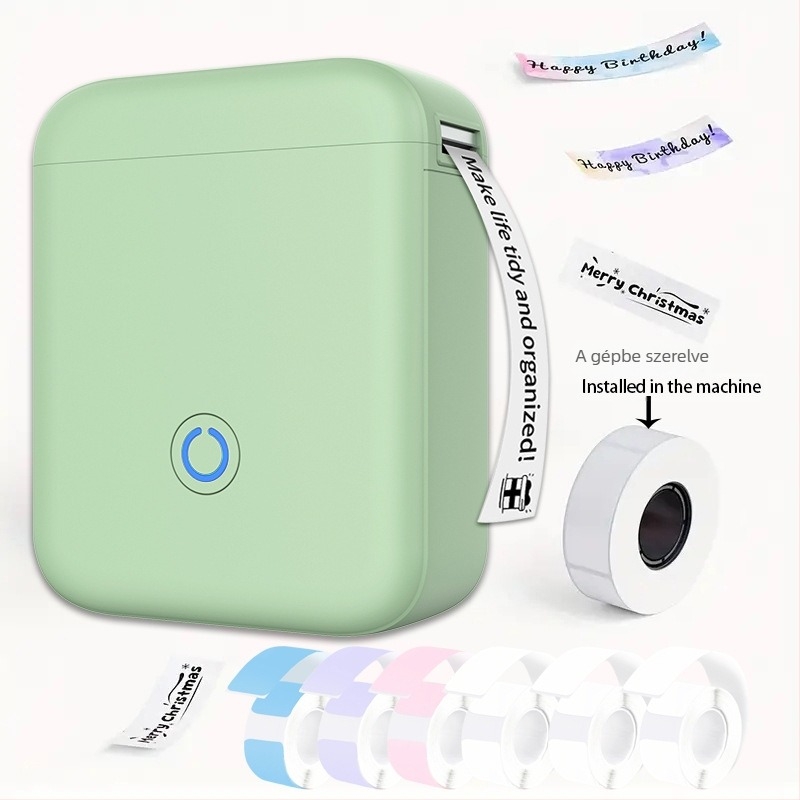 Vezeték nélküli Bluetooth hőnyomtató címkékhez, kompakt kézi kivitel, 48 mm-es címkékhez, otthoni és irodai használatra