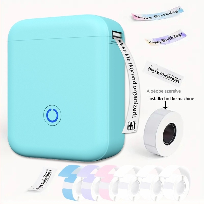 Vezeték nélküli Bluetooth hőnyomtató címkékhez, kompakt kézi kivitel, 48 mm-es címkékhez, otthoni és irodai használatra
