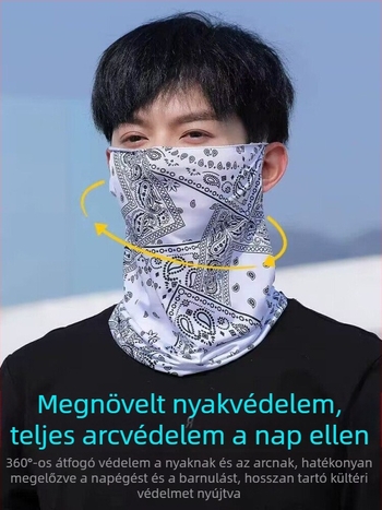 Napsugár elleni arcmaszk teljes arc- és fülmellen védelem, nyári vékony Ice Silk fejkendő, nyakvédő