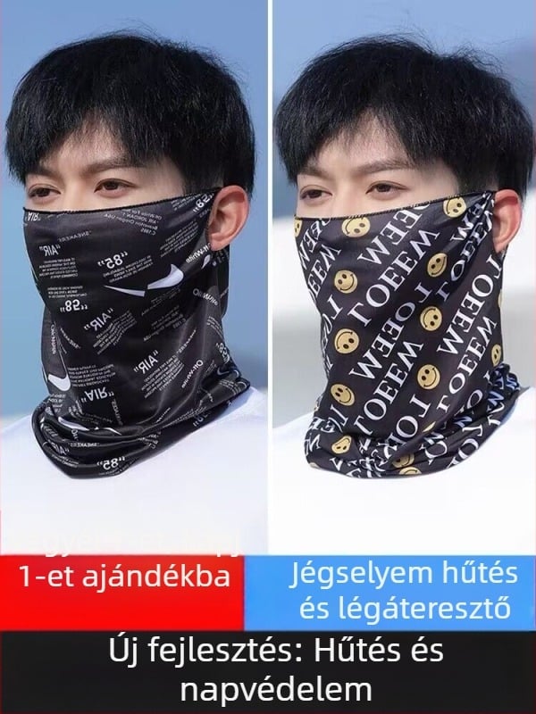 Napsugár elleni arcmaszk teljes arc- és fülmellen védelem, nyári vékony Ice Silk fejkendő, nyakvédő