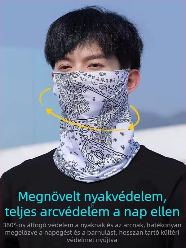 Napsugár elleni arcmaszk teljes arc- és fülmellen védelem, nyári vékony Ice Silk fejkendő, nyakvédő