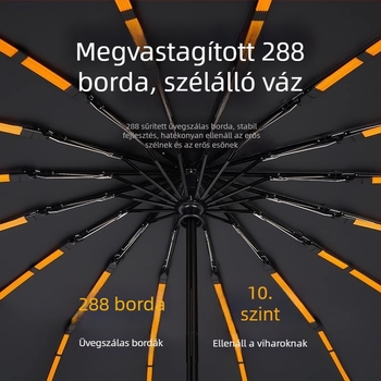 Teljesen automata összecsukható esernyő, szélálló, fekete bevonattal, napsütés és eső kettős használatra, UV-védelem, kültéri