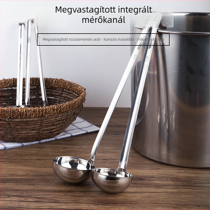 Sűrített rozsdamentes acélból készült, mindent-egyben mérőkanál leveshez és sütéshez, uncia jelöléssel és kampóval