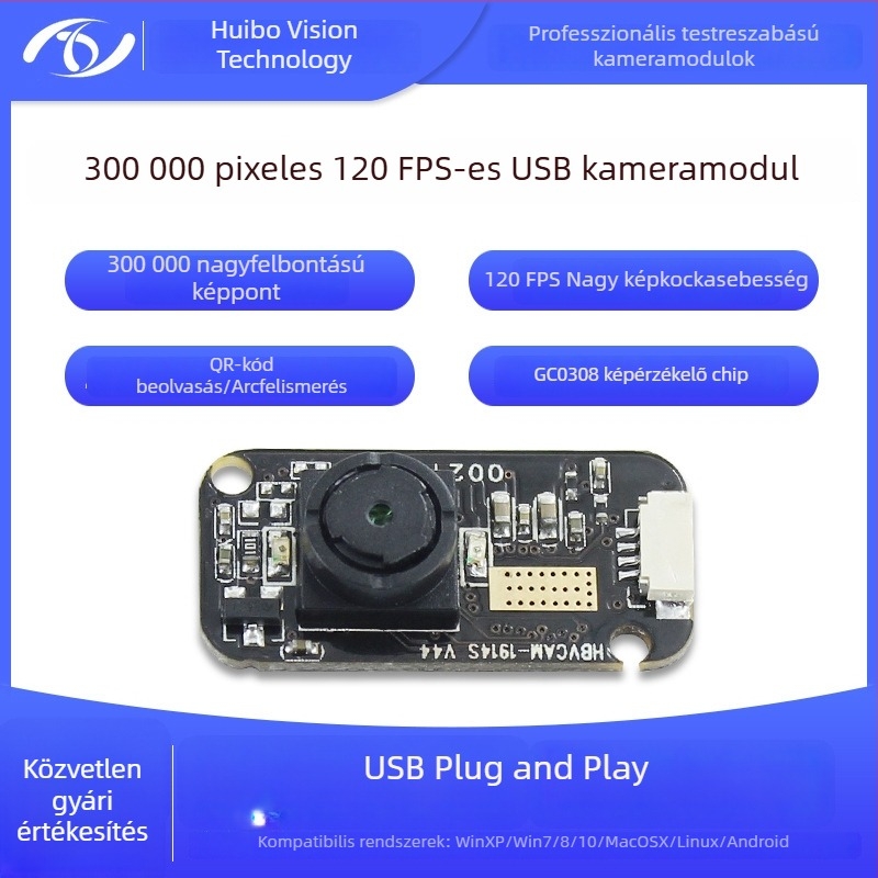120fps gyors szemnyomkövető eszköz iris felismeréssel, GC0308 modul, 300k pixeles USB illesztőprogram-mentes modul