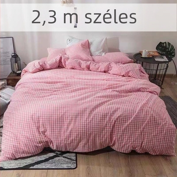 Geometriai kockás ágynemű szett, négy darab, lepedő- és paplanhuzat, plosk szövés, japán stílus, szintetikus rost