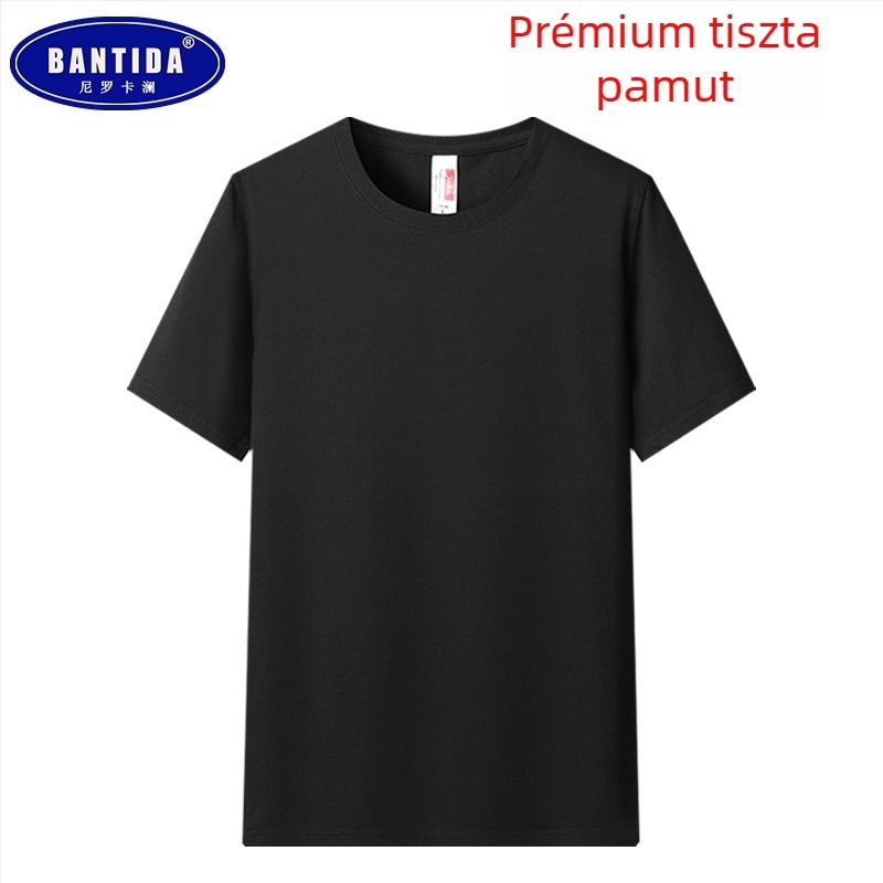 Súlyos pamut rövid ujjú póló, uniszex, laza szabás, egyszínű, nyári mindennapi alapdarab