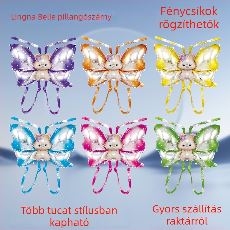 Gyerekek születésnapi kültéri dekorációja: angyali pillangó szárnyú lufik és fotórekviszita