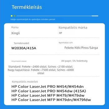 HP W2030A 415A toner kazetta LaserJet M479dn-hez, M454d nyomtatóhoz