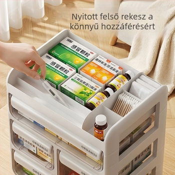 Otthoni használatra szánt fiókos gyógyszeres doboz, nagy kapacitású, többszintű gyógyszer-tároló