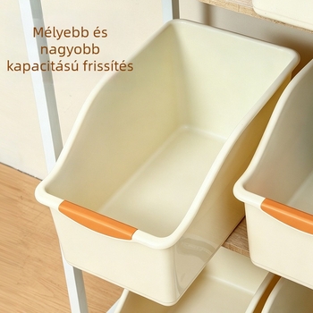 Négyszögletes görgős tárolókosár konyhához
