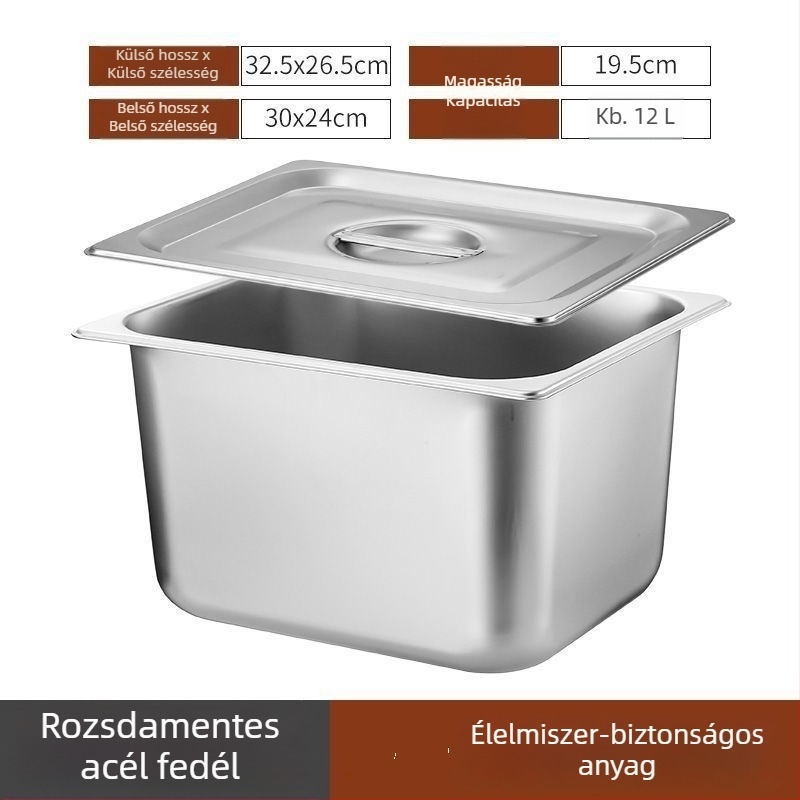 Rozsdamentes acél szögletes rizstároló, 10 L feletti kapacitás, minimalist design, háztartási használatra