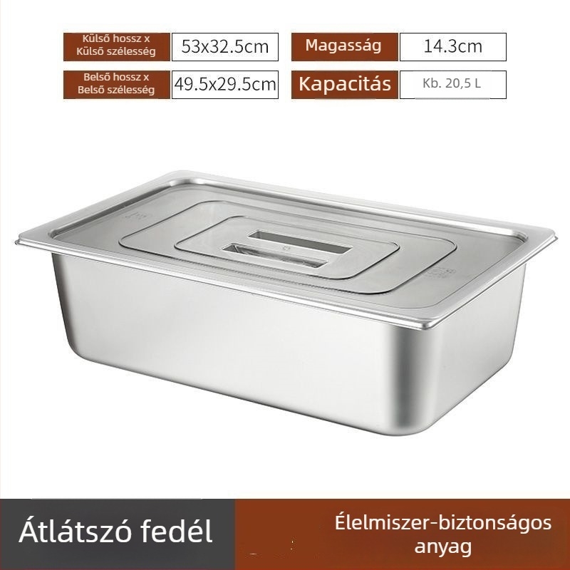 Rozsdamentes acél szögletes rizstároló, 10 L feletti kapacitás, minimalist design, háztartási használatra