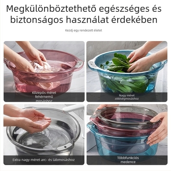 Otthoni használatra tervezett nagy kör műanyag lavór – arcmosáshoz, ruhához és lábfürdőhöz