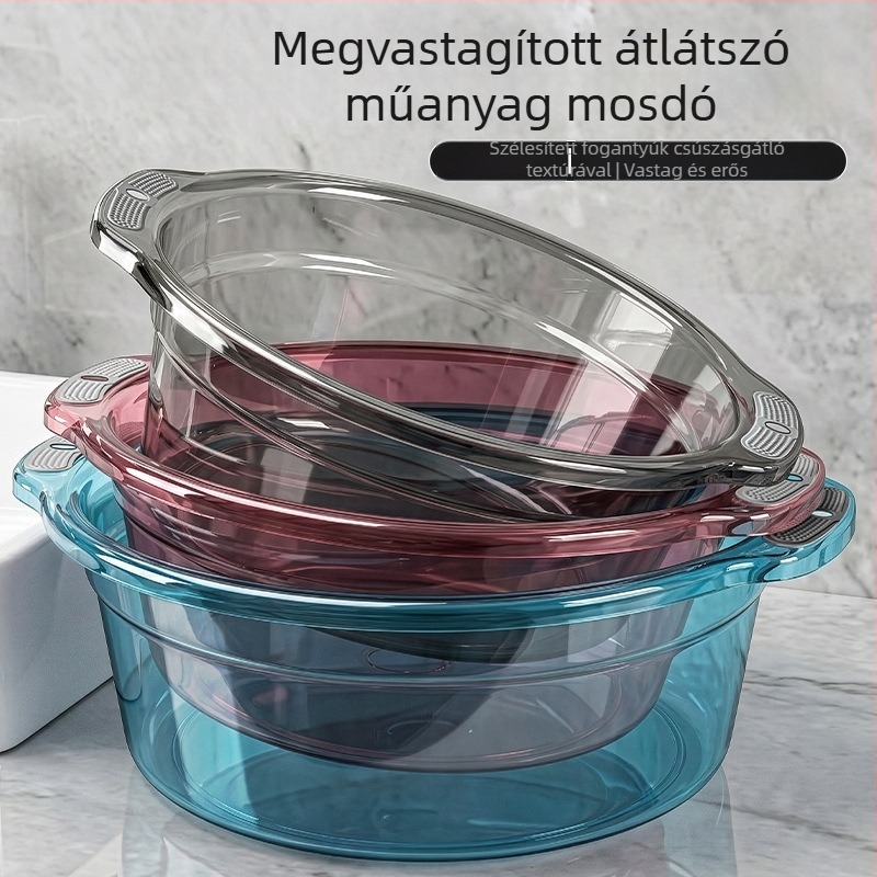 Otthoni használatra tervezett nagy kör műanyag lavór – arcmosáshoz, ruhához és lábfürdőhöz