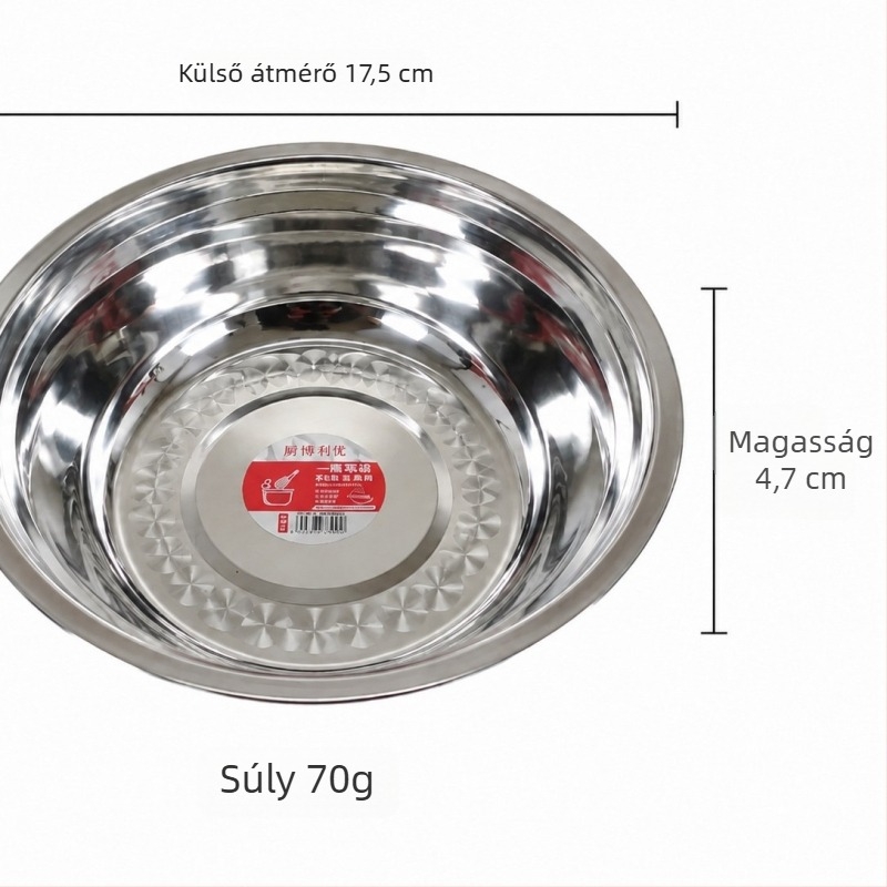 Rozsdamentes acélból készült tál zöldségek és tészta keveréséhez, leveses tál, háztartási zöldségmosó tál, vastagabb konyhai tál, rizs tál