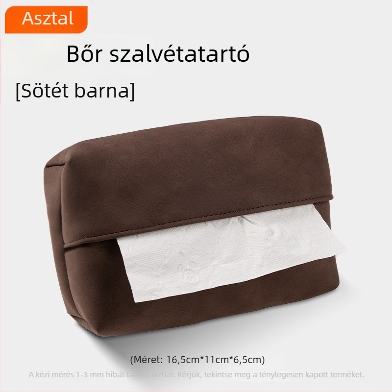 Bőrből készült autós szalvétatartó és asztali szalvétatartó doboz