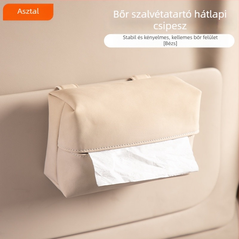 Bőrből készült autós szalvétatartó és asztali szalvétatartó doboz