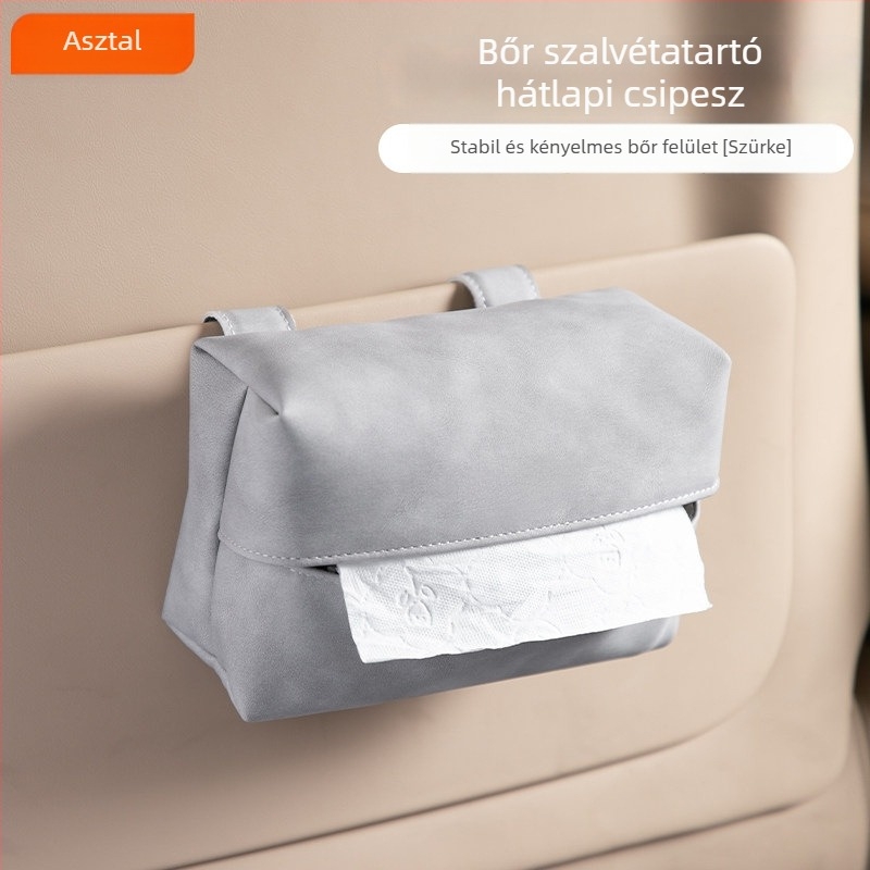 Bőrből készült autós szalvétatartó és asztali szalvétatartó doboz