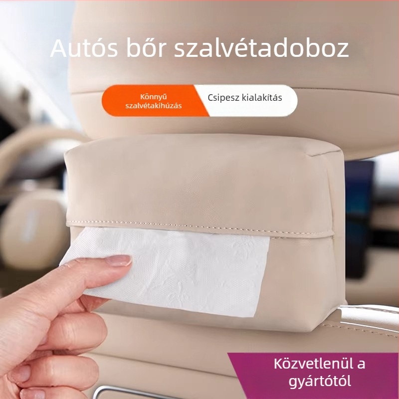 Bőrből készült autós szalvétatartó és asztali szalvétatartó doboz