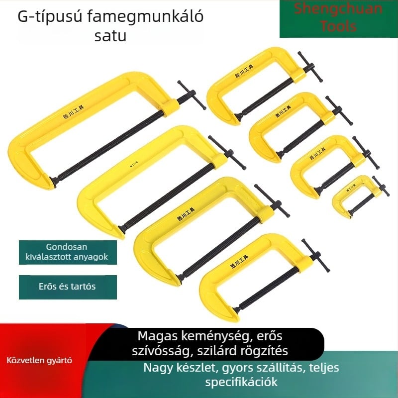 G-alakú szorító, faipari használatra, magas széntartalmú acélból