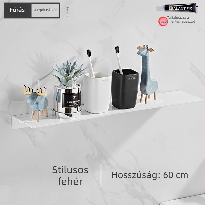 Fali tárolópolc konyhához, erkélyhez, mosdóhoz és tükörhöz; fúrás nélküli szerelés