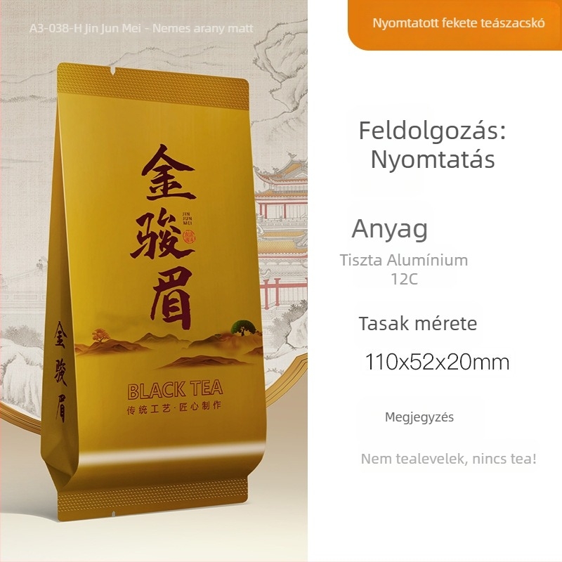 Jin Junmei fekete tea egyedi tasakokban, Feizixiao, vad öregfa variáns