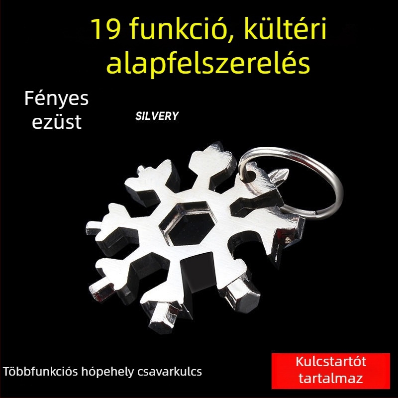 Hópehely alakú többfunkciós eszköz kártya mini csavarhúzóval, hatszögletű és nyolcszögletű kulcsokkal – otthoni használatra