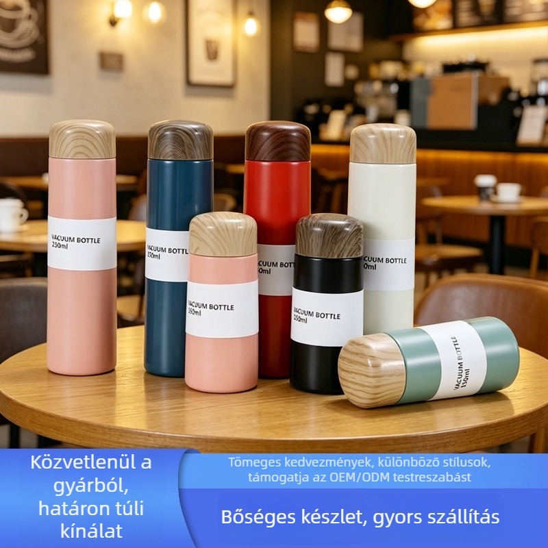 Új japán stílusú termosz pohárfa mintás fedéllel, 304 rozsdamentes acélból, mini teafőző infúzó, zsebméretű pohár, irodai ajándék