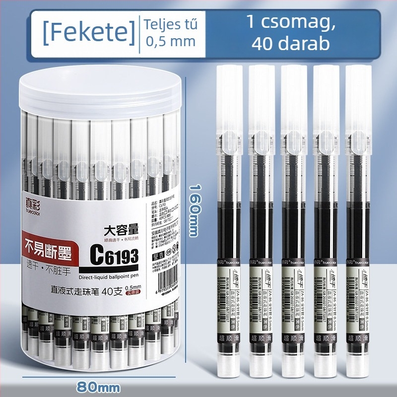 True Color zselés toll vízbázisú tintával, fekete írásra vizsgákhoz, ideális tanároknak és diákoknak