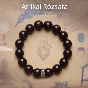 Rózsafa fa karkötő Buddha gyöngyökkel a tizenkét zodiákus jegyhez, szantálfa gyöngyökkel, kínai etnikus kézzel készített ékszer férfiaknak és nőknek