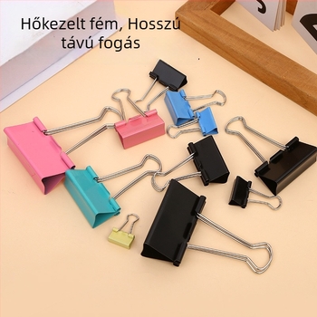 Színes fém iratclips készlet, különböző méretek (nagy és kis), irodai használatra