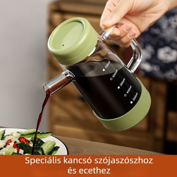 Konyhai szója- és ecetadagoló készlet – ízesítő üvegek, olajüvegek, világos szójaszósz, főzőbor és ecetüvegek
