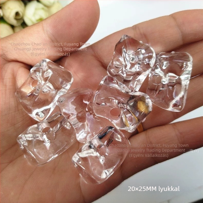 Akril gyöngyök, szabad formájú, 9–28 mm, jégkocka formájú gyöngyök DIY kézműves fülbevalókhoz, ékszer dekorációhoz és fotózási kellékek