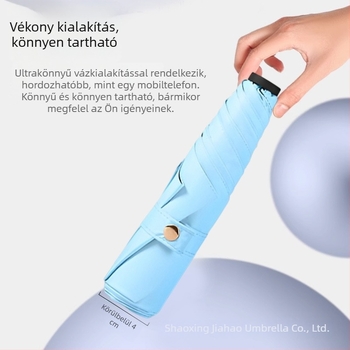 Szénszálas esernyő – ultrakönnyű, kompakt, UV-védelem UPF50+, utazó napernyő 6 merevítővel, kézi nyitás