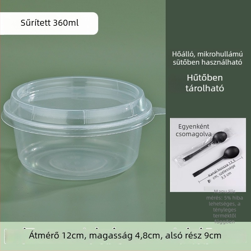 Egyszer használatos, vastag, kör műanyag elviteles tál fedővel, desszert Ice Powder számára