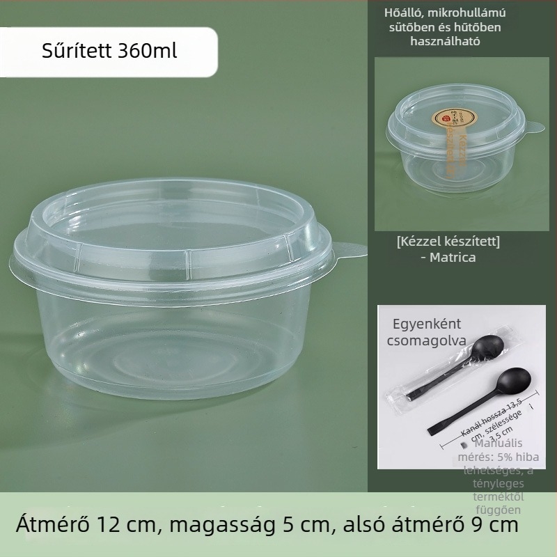 Egyszer használatos, vastag, kör műanyag elviteles tál fedővel, desszert Ice Powder számára