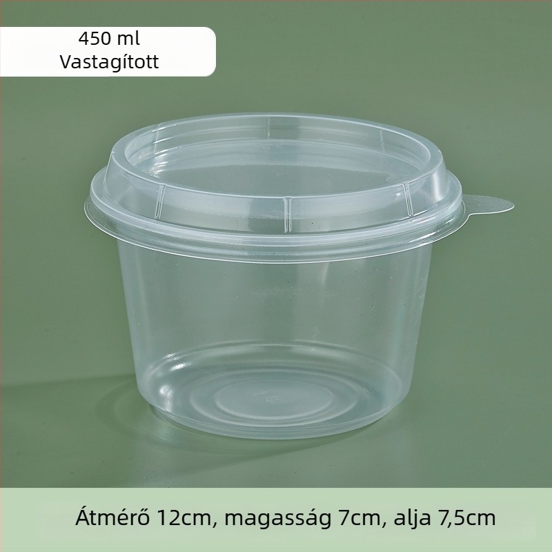 Egyszer használatos, vastag, kör műanyag elviteles tál fedővel, desszert Ice Powder számára